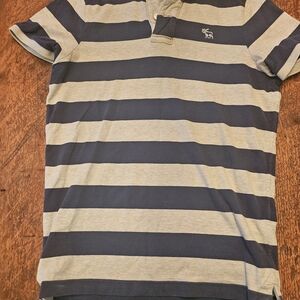 Abercrombie & Fitch Blue and Gray Polo Shirt